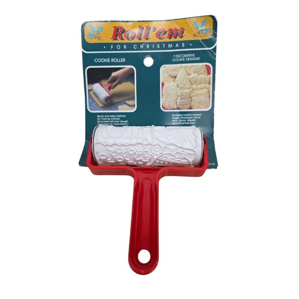 Hutzler Cutout COOKIE Santa 1987 Roll 'Em Christmas Cookie Roller 7 Designs New